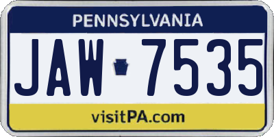PA license plate JAW7535