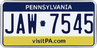 PA license plate JAW7545