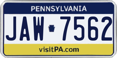 PA license plate JAW7562