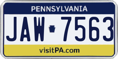 PA license plate JAW7563