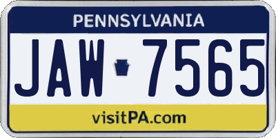 PA license plate JAW7565