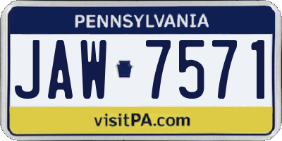 PA license plate JAW7571
