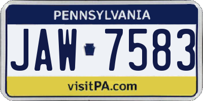 PA license plate JAW7583