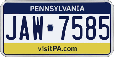 PA license plate JAW7585