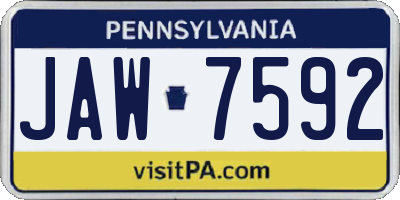 PA license plate JAW7592