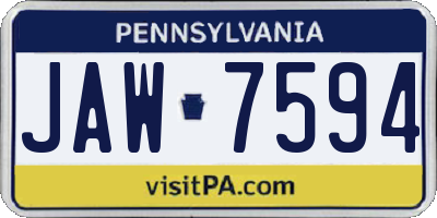 PA license plate JAW7594