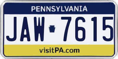 PA license plate JAW7615