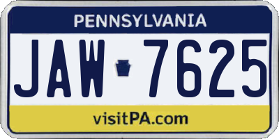PA license plate JAW7625