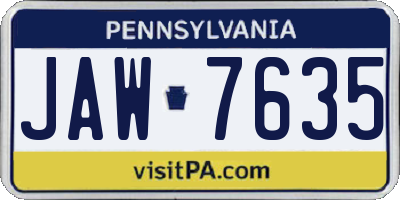 PA license plate JAW7635