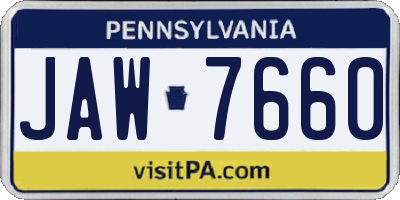 PA license plate JAW7660