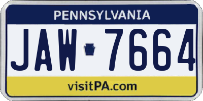 PA license plate JAW7664