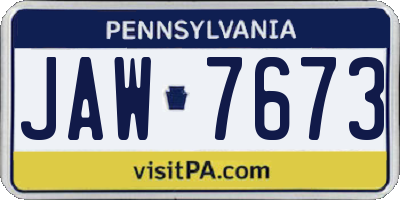 PA license plate JAW7673
