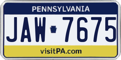 PA license plate JAW7675
