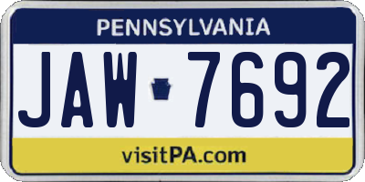 PA license plate JAW7692