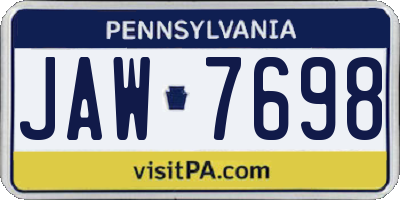 PA license plate JAW7698