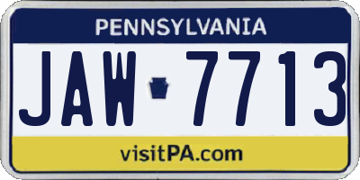 PA license plate JAW7713