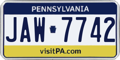 PA license plate JAW7742