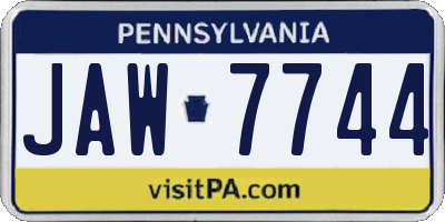 PA license plate JAW7744