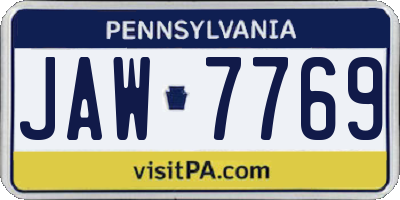 PA license plate JAW7769