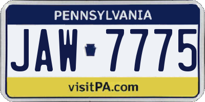 PA license plate JAW7775