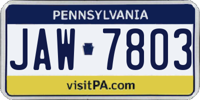 PA license plate JAW7803