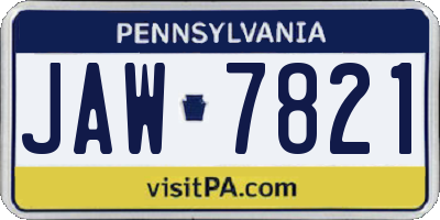 PA license plate JAW7821