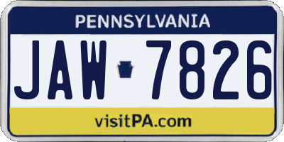PA license plate JAW7826