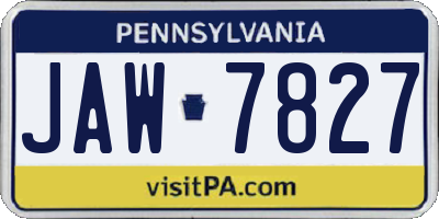 PA license plate JAW7827