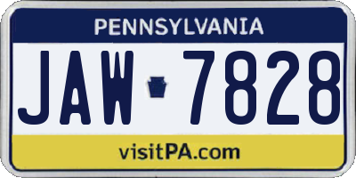 PA license plate JAW7828