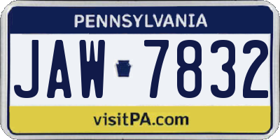 PA license plate JAW7832