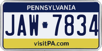 PA license plate JAW7834