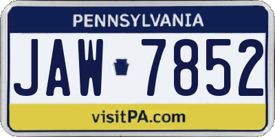 PA license plate JAW7852
