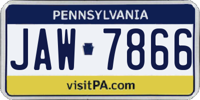 PA license plate JAW7866