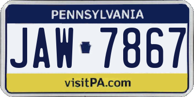 PA license plate JAW7867