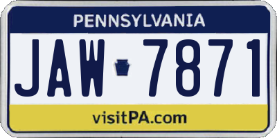 PA license plate JAW7871