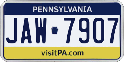 PA license plate JAW7907