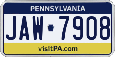 PA license plate JAW7908