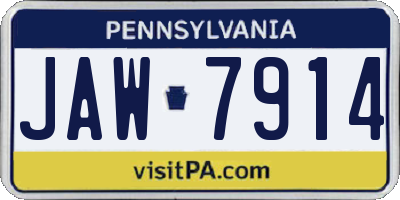 PA license plate JAW7914