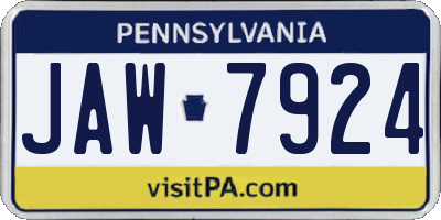 PA license plate JAW7924