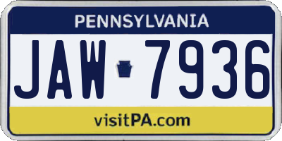 PA license plate JAW7936