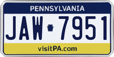 PA license plate JAW7951
