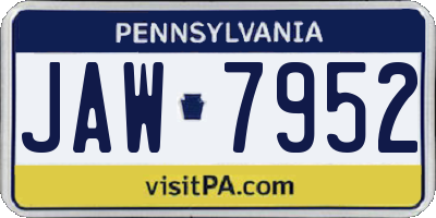 PA license plate JAW7952