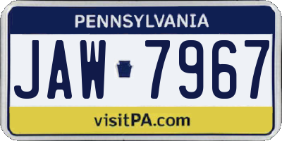 PA license plate JAW7967