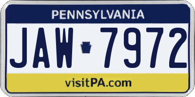 PA license plate JAW7972