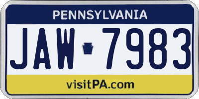 PA license plate JAW7983