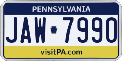 PA license plate JAW7990