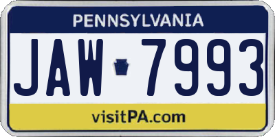PA license plate JAW7993