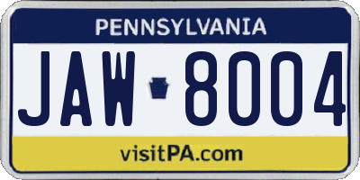 PA license plate JAW8004