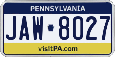 PA license plate JAW8027