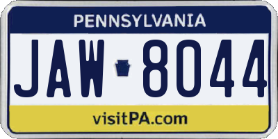 PA license plate JAW8044